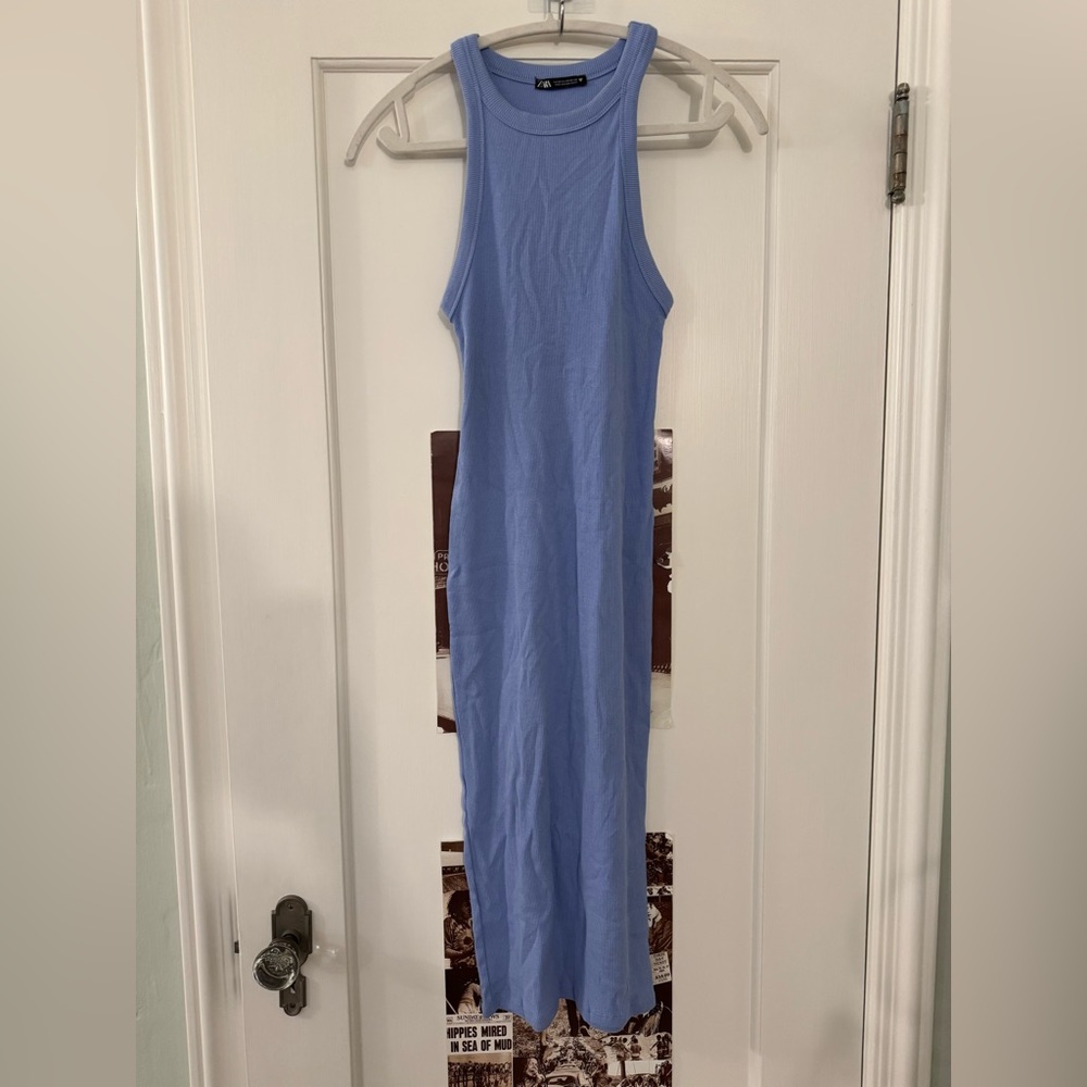 Blue Sleeveless Midi Dress